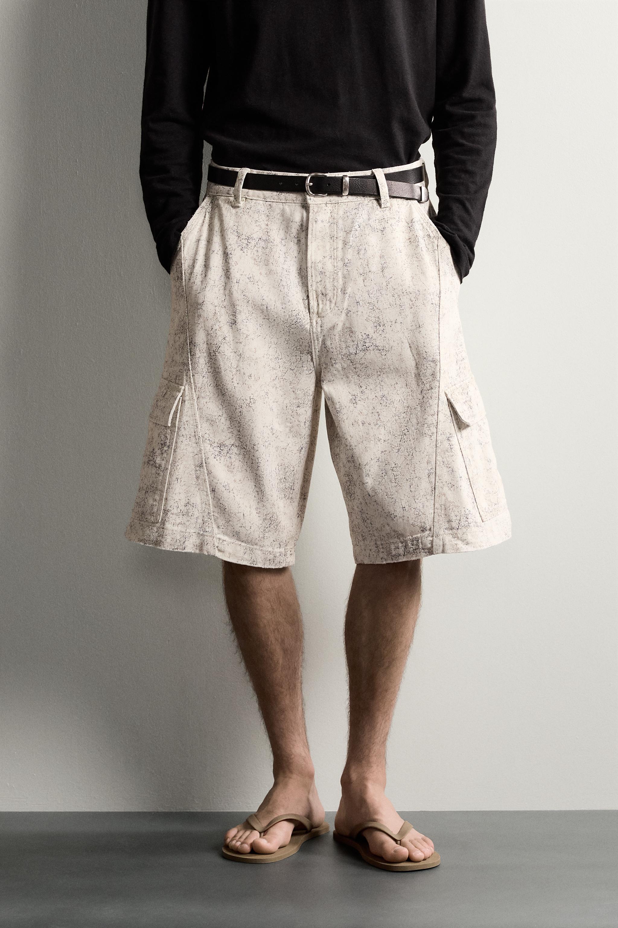 BERMUDA CARGO RELAXED FIT À IMPRIMÉ ABSTRAIT
